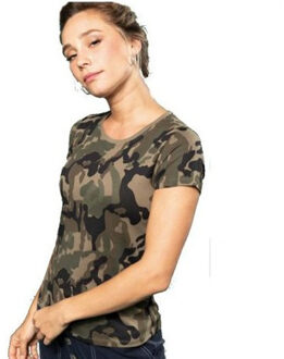 Kariban Camouflage t-shirt met korte mouwen voor dames - dameskleding - camouflage kleding L