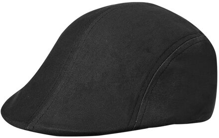 Kariban Flat cap / petje voor heren - zwart - katoen - basic hoofdmaat 58 cm