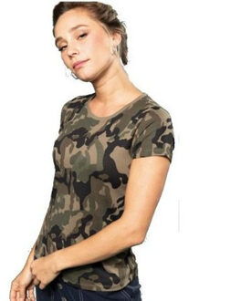 Kariban Soldaten / leger verkleedkleding camouflage shirt dames Groen