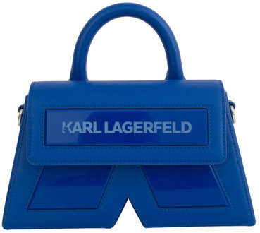 Karl Lagerfeld Essential Leren Crossbody Tas in Blauw Karl Lagerfeld , Blue , Dames - ONE Size