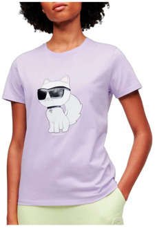 Karl Lagerfeld Ikonik Choupette Lavendel T-shirt Karl Lagerfeld , Purple , Dames - L,M,S
