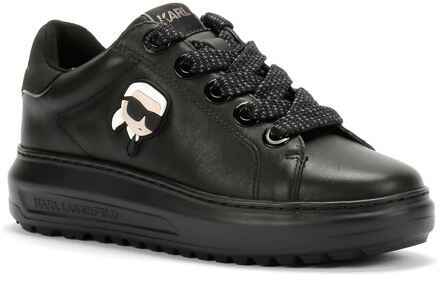 Karl Lagerfeld Kapri Lug Karl NFT Lo Lace Leren Zwarte Sneakers Voor Dames