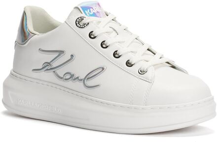 Karl Lagerfeld Kapri Signa Kant Leer Dames Witte/Iriserende Sneakers