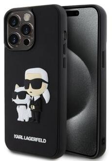 Karl Lagerfeld Karl & Choupette 3D Rubber Hardcase Backcover iPhone 15 Pro Max - Zwart