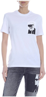 Karl Lagerfeld Legend Pocket T-Shirt in Wit Karl Lagerfeld , White , Dames - M