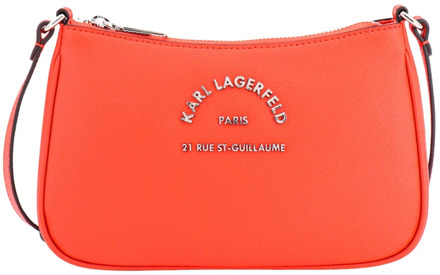 Karl Lagerfeld Leren schoudertas met metalen logo Karl Lagerfeld , Orange , Dames - ONE Size