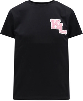 Karl Lagerfeld Logo Biologisch Katoenen T-Shirt Karl Lagerfeld , Black , Dames - L,S,Xs