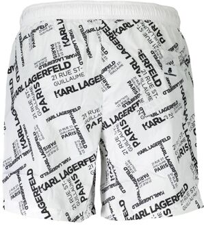 Karl Lagerfeld Logo Print Zwemshorts Wit