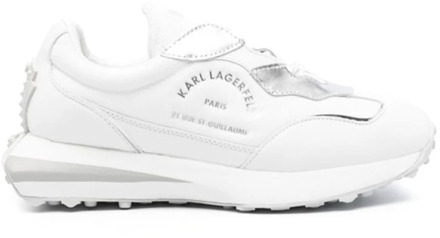 Karl Lagerfeld Witte en Zilveren Kalfsleren Sneakers Karl Lagerfeld , White , Dames - 38 Eu,39 EU