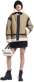 Karl Lagerfeld X Cara Delevingne Faux Fur Biker Coat Karl Lagerfeld , Beige , Dames - S