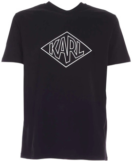 Karl Lagerfeld Zwart Logo Print Katoenen T-Shirt Karl Lagerfeld , Black , Heren - 2XL