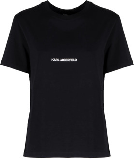 Karl Lagerfeld Zwart Logo Print T-Shirt Karl Lagerfeld , Black , Unisex - Xl,L,Xs