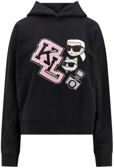 Karl Lagerfeld Zwarte hoodie, lange mouwen, relaxte pasvorm Karl Lagerfeld , Black , Dames - L,M,S,Xs