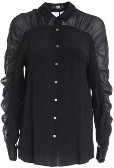 Karl Lagerfeld Zwarte Zijden Overhemd met Elegante Details Karl Lagerfeld , Black , Dames - XS