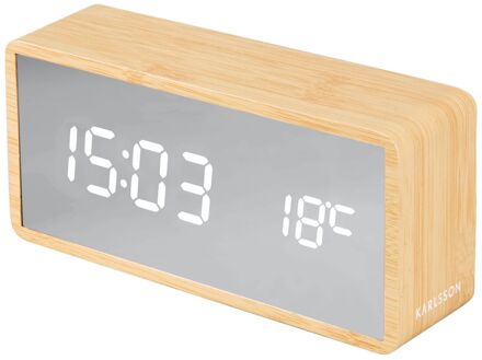 Karlsson Alarm clock Silver Mirror LED light wood veneer Bruin