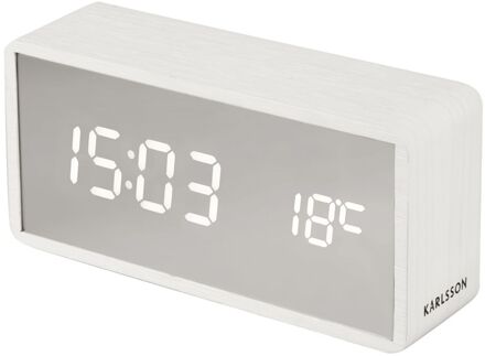 Karlsson Alarm clock Silver Mirror LED white wood veneer Wit