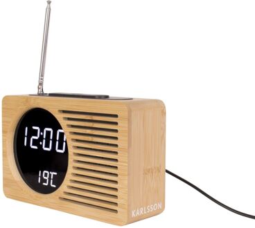 Karlsson Retro Radio Alarmklok - Bamboo Beige