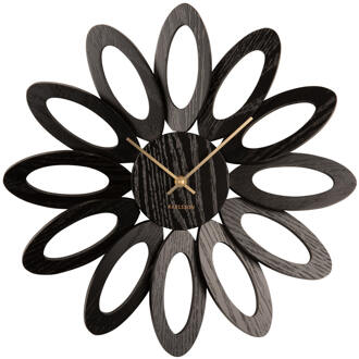 Karlsson Wall clock Fiore wood veneer black Zwart