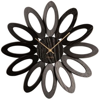 Karlsson Wall clock Fiore wood veneer black Zwart