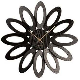 Karlsson Wall clock Fiore wood veneer black Zwart