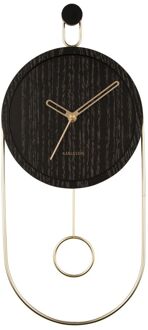 Karlsson Wall clock Swing pendulum wood veneer black Zwart