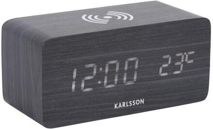 Karlsson Wekker Block w. Phone Charger LED - Zwart