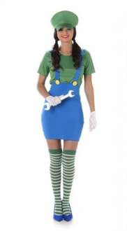Karnival Costumes Verkleedkleding Luigi Kostuum voor vrouwen Deluxe Groen - L