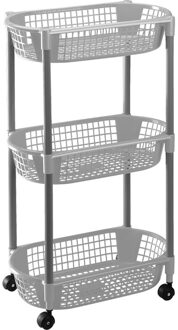 Karretje/trolley met plastic opbergmanden grijs 71 cm - Opberg trolley