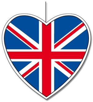 Kartonnen hart met de vlag van Engeland 28 cm Multi