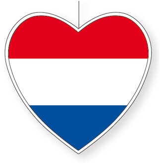 Kartonnen hart met de vlag van Nederland 28 cm Multi