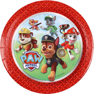 kartonnen partyborden paw patrol 18 cm 8 stuks Rood