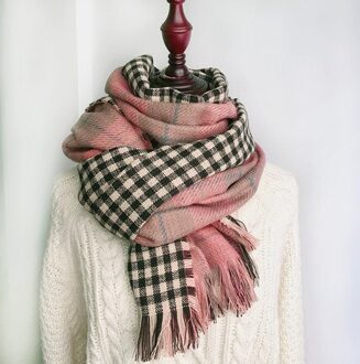 Kasjmier Als Sjaal Voor Vrouwen In Winter Veelzijdige Dubbelzijdige Plaid Sjaal Voor Studenten Lange Verdikte Warm 200*60Cm