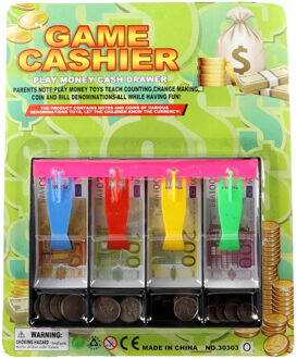 Kassa speelgeld set in kassalade 24-delig - Speelgeld Multikleur