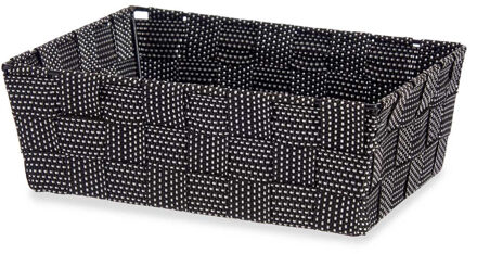 Kast/badkamer opbergmandjes zwart 24 x 20 x 8 cm - Opbergmanden