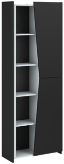 Kast Levi - 181x67x28 Cm - Spaanplaat - Zwart - 27.8x67.2x181 Cm