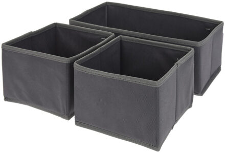 Kast opberg/opruim manden 3-delig donkergrijs 28 x 14 x 11 cm