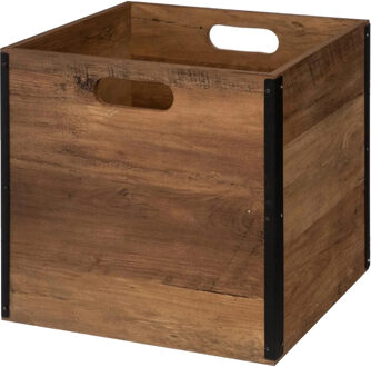 Kast opbergmand/kastmand - donkerbruin - 29 liter - mdf hout - 31 x 31 x 31 cm - inklapbaar - Opbergkisten