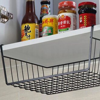Kast Opknoping Onder Plank Opslag Iron Mesh Mand Kast Deur Organizer Rack Closet Houders Opslag Mand Rack Organizer zwart
