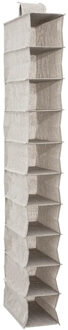 kast organiser - hangend - 10 vakken - 30 x 15 x 120 cm - beige - Opbergmanden