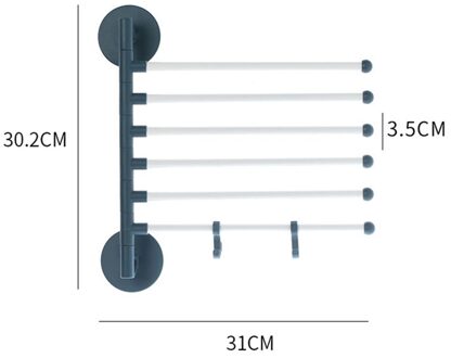 Kastdeur Terug Keuken Accessoire 5 Bar Draaiende Handdoekenrek Wall Mount Punch-Gratis Badkamer Badhanddoek Houder Stand groen