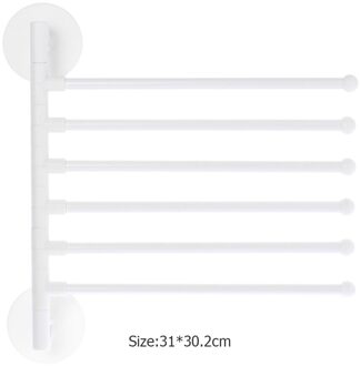 Kastdeur Terug Keuken Accessoire Badkamer Badhanddoek Hanger Holder 180 Graden 5 Bar Draaiende Handdoekenrek Met Haak wit
