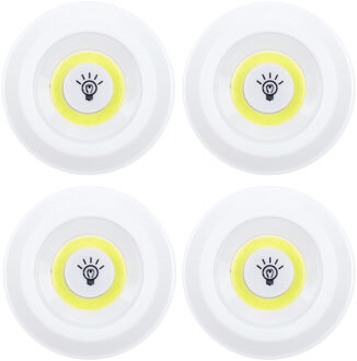 Kastlampen rond - set 4x - dimmer - LED lampen - wit - D9 cm - zelfklevend