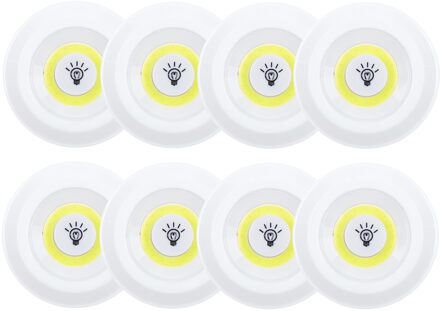 Kastlampen rond - set 8x - dimmer - LED lampen - wit - D9 cm - zelfklevend