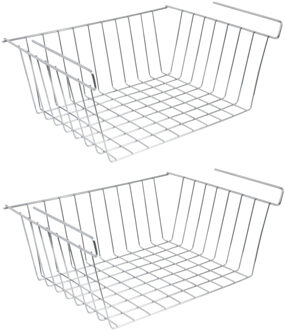 Kastmandje - 4x - opberg/hang mandjes - rvs - zilver - 30 x 24 x 13.5 cm - Opbergmanden Zilverkleurig