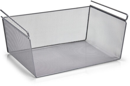 Kastmandje - opberg/hang mandjes - metaal - 43 x 26 x 19 cm - Opbergmanden Zilverkleurig