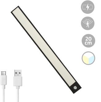 Kastverlichting met sensor - dual white - 20cm - oplaadbaar - zwart