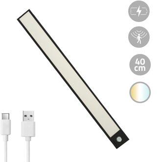 Kastverlichting met sensor - dual white - 40cm - oplaadbaar - zwart