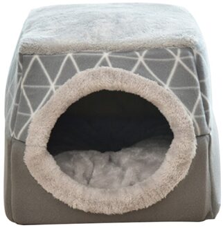 Kat Bed Huis Pet Nest Warm Winter Hond Sofa Huis Kussen Kat Huisdier Kerstcadeaus grijs / L