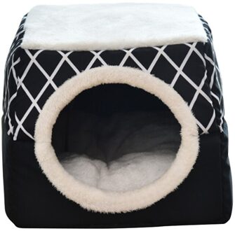 Kat Bed Huis Pet Nest Warm Winter Hond Sofa Huis Kussen Kat Huisdier Kerstcadeaus zwart / XL