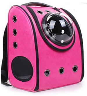 Kat carrier Rugzak Ademende Reizen Lederen Schoudertas voor Pet Cat Soft Capsule Zak Outdoor Draagbare Verpakking Carrier roos rood